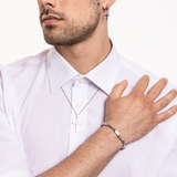 Bracciale Uomo con Cristalli Nero e Argento