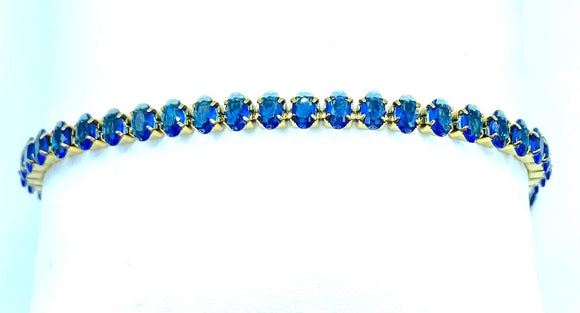 Bracciale Tennis Cristalli Ovali Blu e oro
