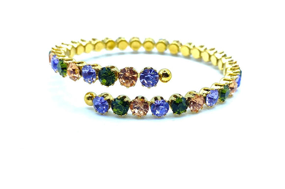 Bracciale Tennis a Molla con cristalli Colorati e oro