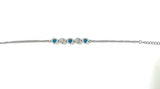 Bracciale con cinque cuori cristallo turchese