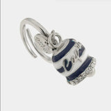 Anello in Acciaio campanella Capri con  strisce blu