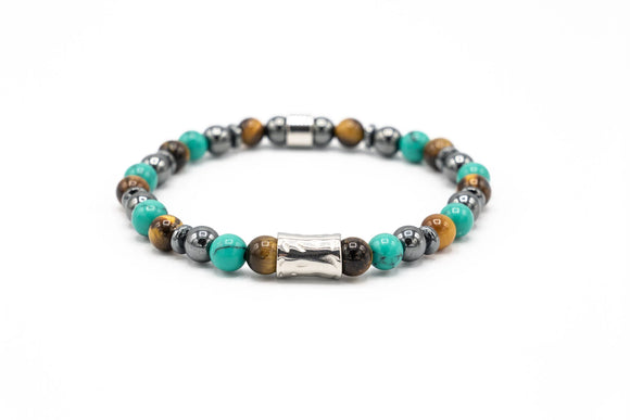 Bracciale uomo ematite tigre e turchese