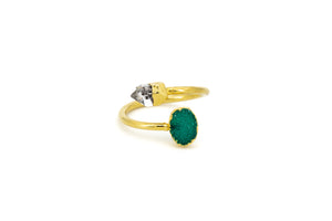 Anello Agata verde e Quarzo