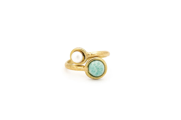 Anello due pietre turchese