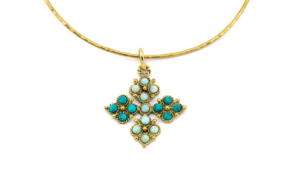 Chocker con croce con pietre naturali