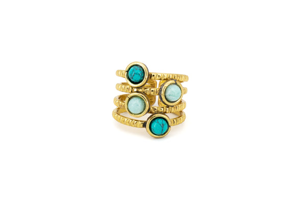 Anello zigrinato multi pietre