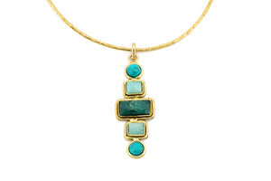 Choker cinque pietre Turchese, Amazzonite e Smeraldo