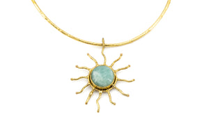 Choker sole pendente con pietra Amazzonite