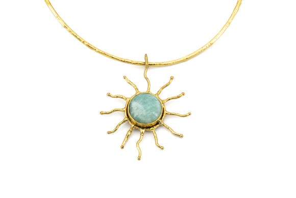 Choker sole pendente con pietra Amazzonite