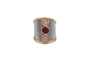 Anello tre pietrine rosa