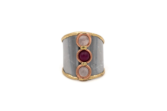 Anello tre pietrine rosa