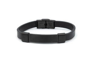 Bracciale pelle barretta nera