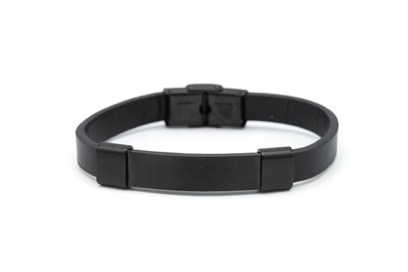 Bracciale pelle barretta nera