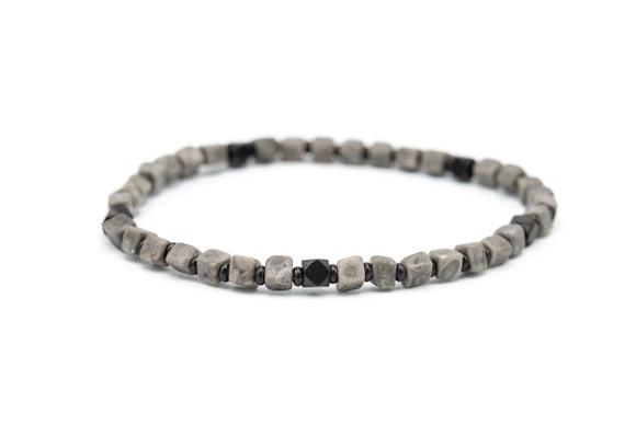 bracciale pietre grigie- uomo