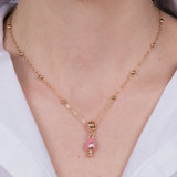 Collana con pumo rosa