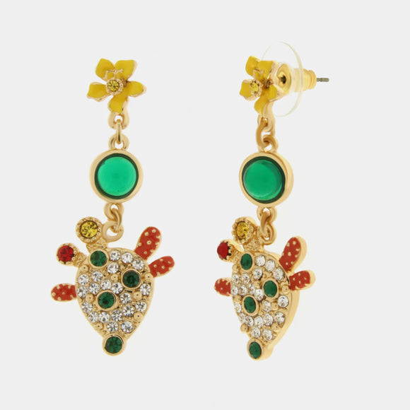 Orecchini in Metallo con fichi d'india e cristalli colorati