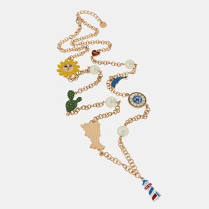 Collana con delfino, cactus, perla, orologio, Campania, cuore con Capri e sole