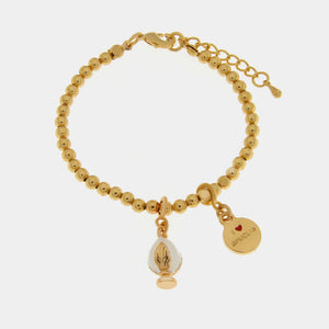 Bracciale in Metallo con pumo bianco