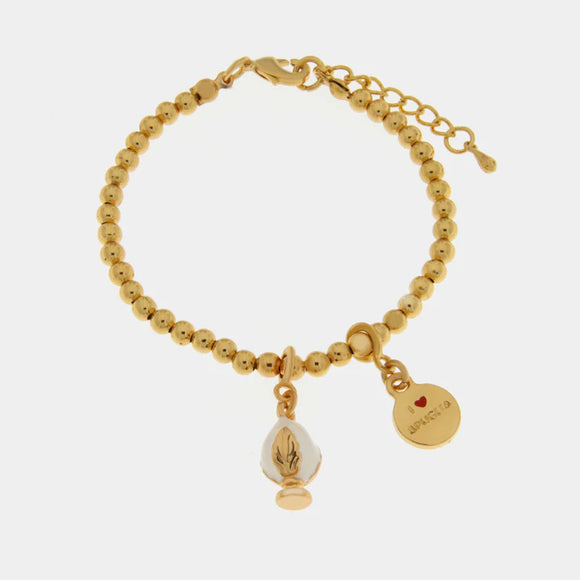 Bracciale in Metallo con pumo bianco