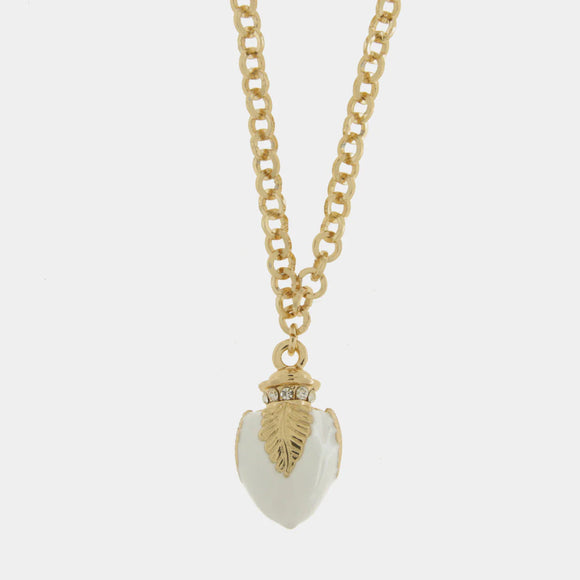 Collana in Metallo con pumo bianco placcata oro