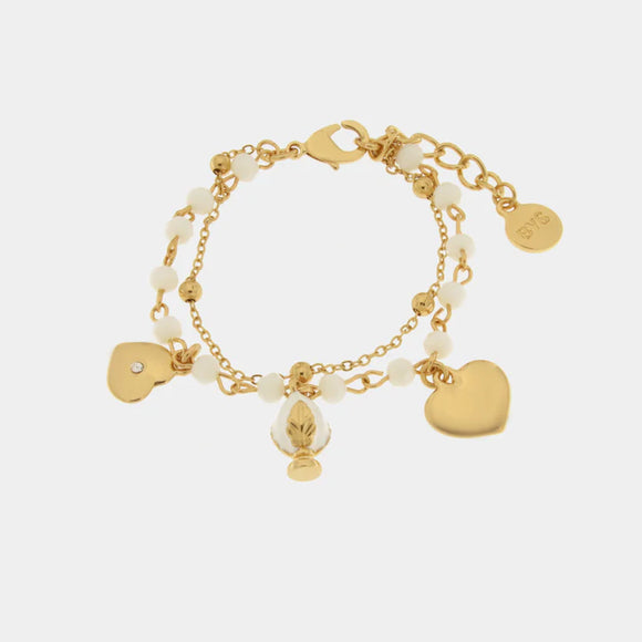 Bracciale in Metallo multifilo con pumo e pietre bianche