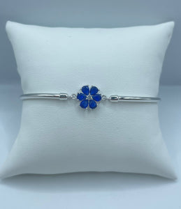 Bracciale Semirigido con Fiore Blu