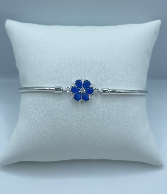 Bracciale Semirigido con Fiore Blu