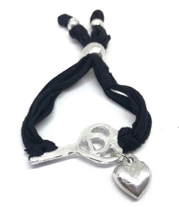 Bracciale Alluminio in Jersey con pendente - Chiave con Cuore