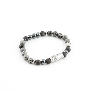 Bracciale Elastico con Agata e Ematite 20cm