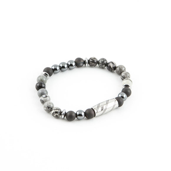 Bracciale Elastico con Agata e Ematite 20cm