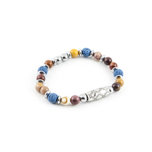 Bracciale Elastico con Pietra Lavica, Agata e Ematite