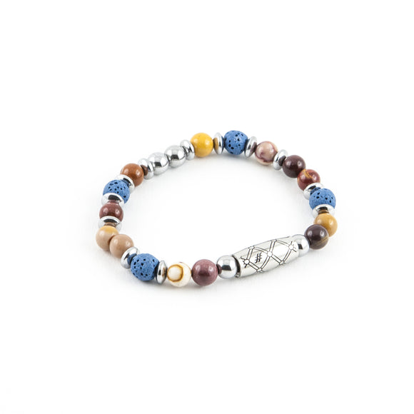Bracciale Elastico con Pietra Lavica, Agata e Ematite