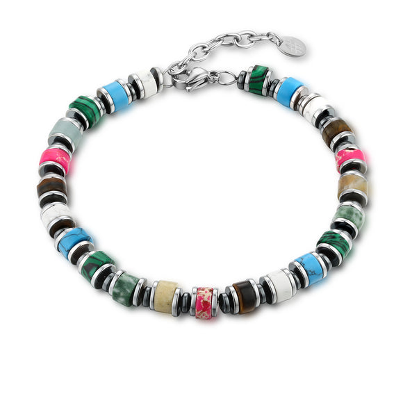 Bracciale Pietre Cilindriche Multicolor