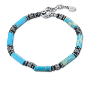 Bracciale Pietre Tubolari Azzurre