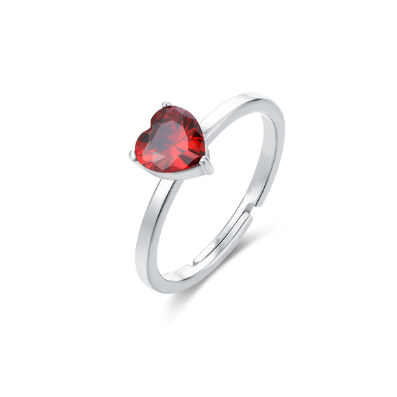 Anello Cuore Cristallo Rosso
