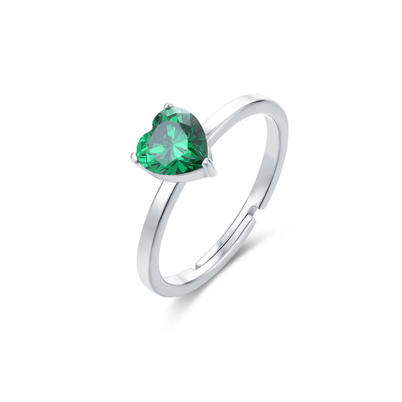 Anello Cuore Cristallo Verde