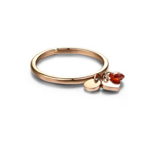 Anello Cuori Cristallo Pendente oro rosè