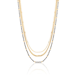 Collana Triplo Filo con Perline Nere oro