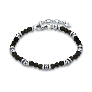 Bracciale Pietra Lavica Ematite e Bulloni