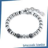 Bracciale Acciaio e Cubi Grigi - Papà e Bimbo