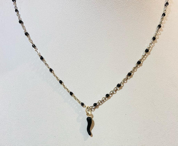 Collana Corno Portafortuna Nero