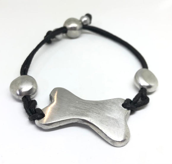 Bracciale Alluminio in Corda con Osso