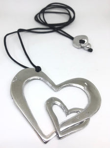 Collana con Pendente doppio Cuore 100% Alluminio