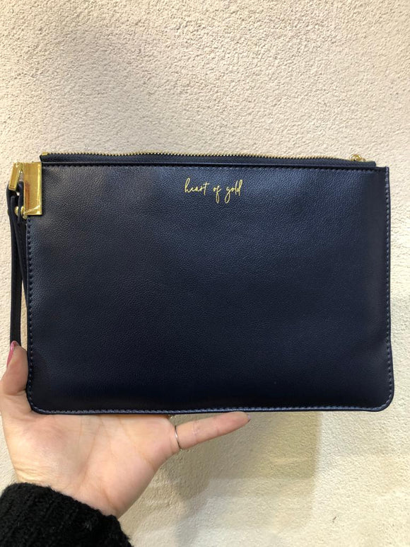 Pochette a mano blu con messaggio segreto - Cuore d'oro