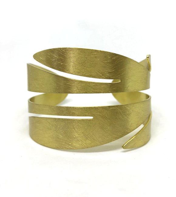 Bracciale Rigido a Foglia Oro JU00F1