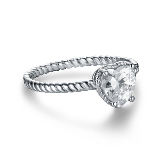 Anello Cuore Cristallo Bianco