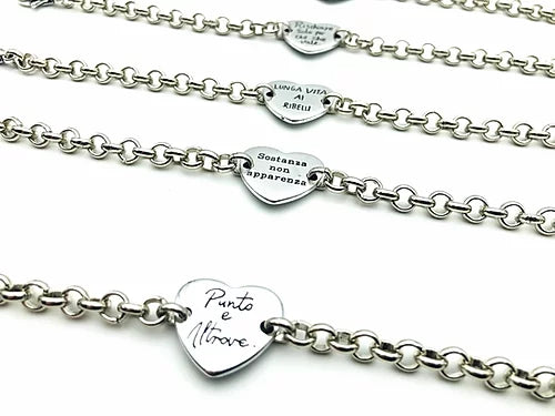 Bracciale con Frasi Cuore Argento MB319