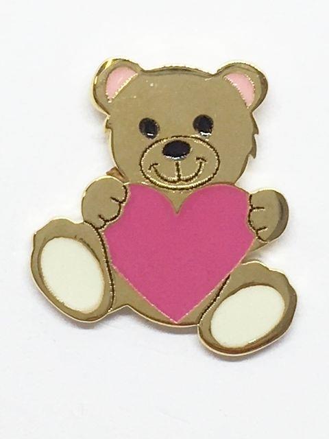 Orecchino a lobo orsetto con cuore rosa - Teddy bear - orsacchiotto