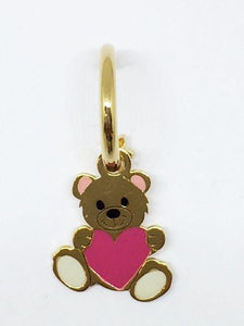 orecchino cerchietto con pendete orso con cuore rosa - teddy bear