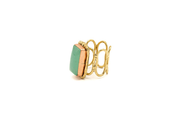 Anello con Pietra Naturale Calcite Verde